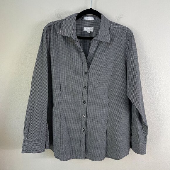 Foxcroft Womens  XL Wrinkle Free Button Up Checkered Shirt Long Sleeve Blouse - Picture 7 of 9